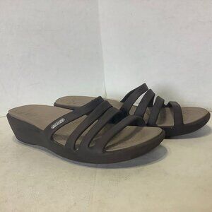 Women’s Crocs Rhonda Strappy Sandals Wedges Slip On Size 8 Brown